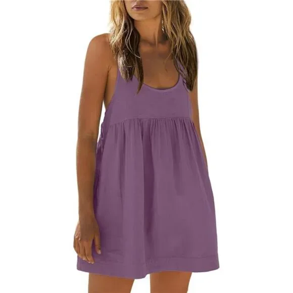 Dresses | Womens Crewneck Sundress Casual Mini Dress Sleeveless Tank Dresses  Summer | Poshmark